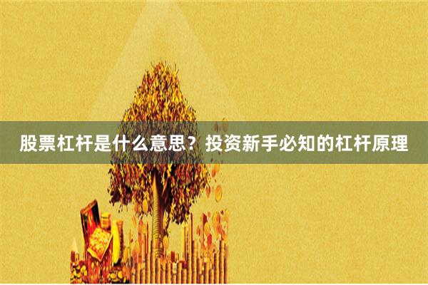 股票杠杆是什么意思？投资新手必知的杠杆原理